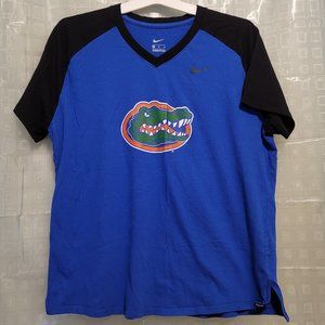 NIKE COLLEGE FOOTBALL FLORIDA GATORS BLUE & BLACK SHORT SLEEVE T-SHIRT - EUC